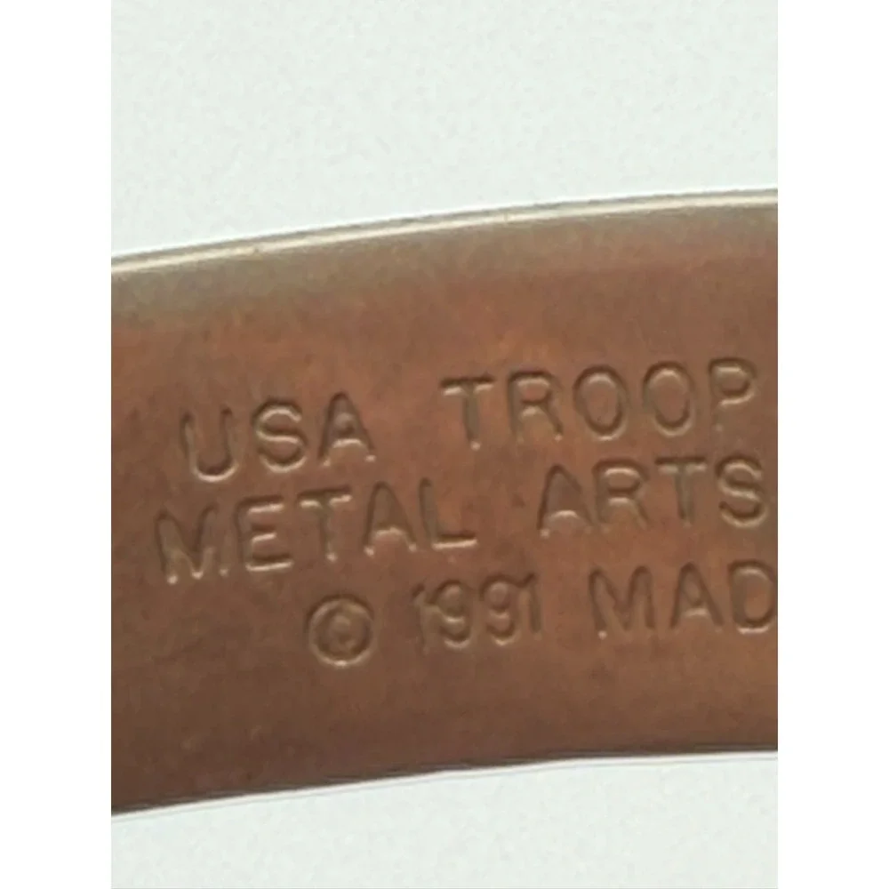 USA Troop Bracelet Vintage Metal Arts Group 1991 Made in USA Cuff Bracelet